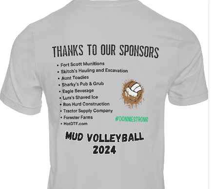 Mud Volleyball Fundraiser T-Shirt - #DONNIESTRONG